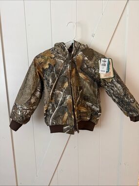 Youth Realtree-Inspired Hooded Camo Puffer Jacket - Green